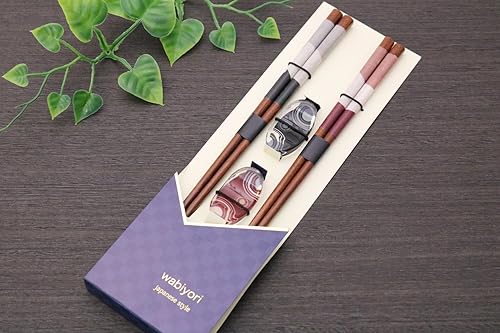 Miniatura 2 de Ishida 60184 WABIYORI - Palillos para parejas, perfectos para regalos, incluye palillos, juego de 2, seda