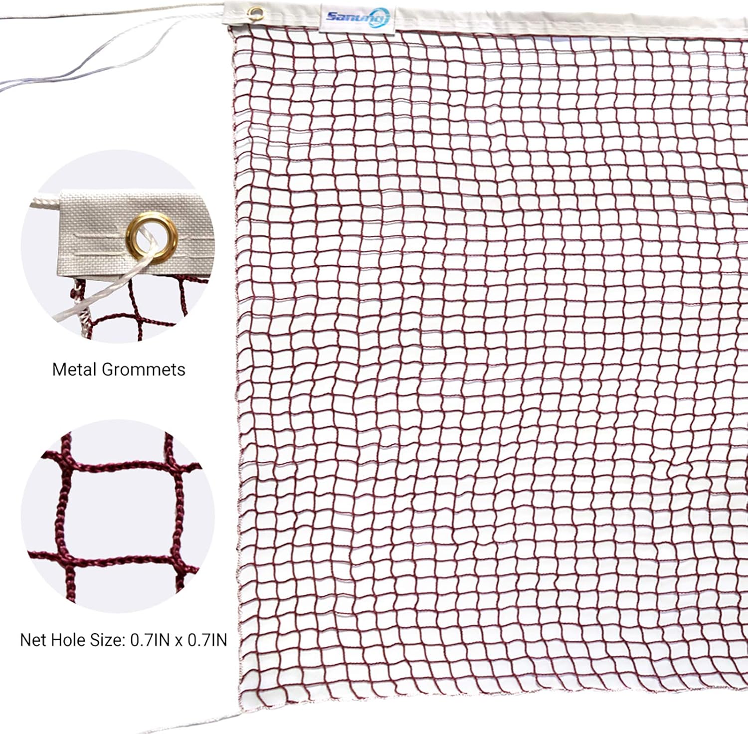 Sanung Badminton Net with Carrying Bag Single Side Stitching Badminton Replacement Net Polypropylene Nylon Sports Mesh Net for Daily Training Exercise Competition Easy Setup 20FT x 2.5FT : Sports & Outdoors