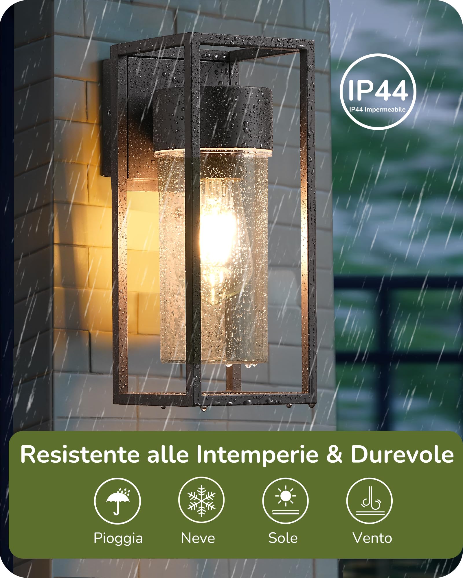 EDISHINE Lampada da parete per interni ed esterni, lampada da parete, illuminazione da parete per casa, terrazza, balcone, moderna, senza lampadine, impermeabile IP44, Antracite