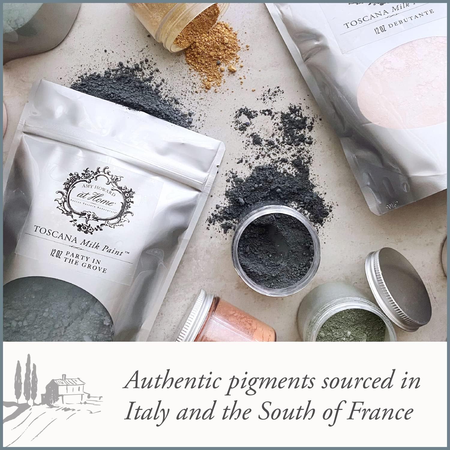 AMY HOWARD AT HOME Toscana Milk Paint Powder for Furniture, Decor, Finish, and More | Multi-Surface Paint Mix with Natural Ingredients | Add Water | 12.0 Ounce Pouch | Summer Bonfires