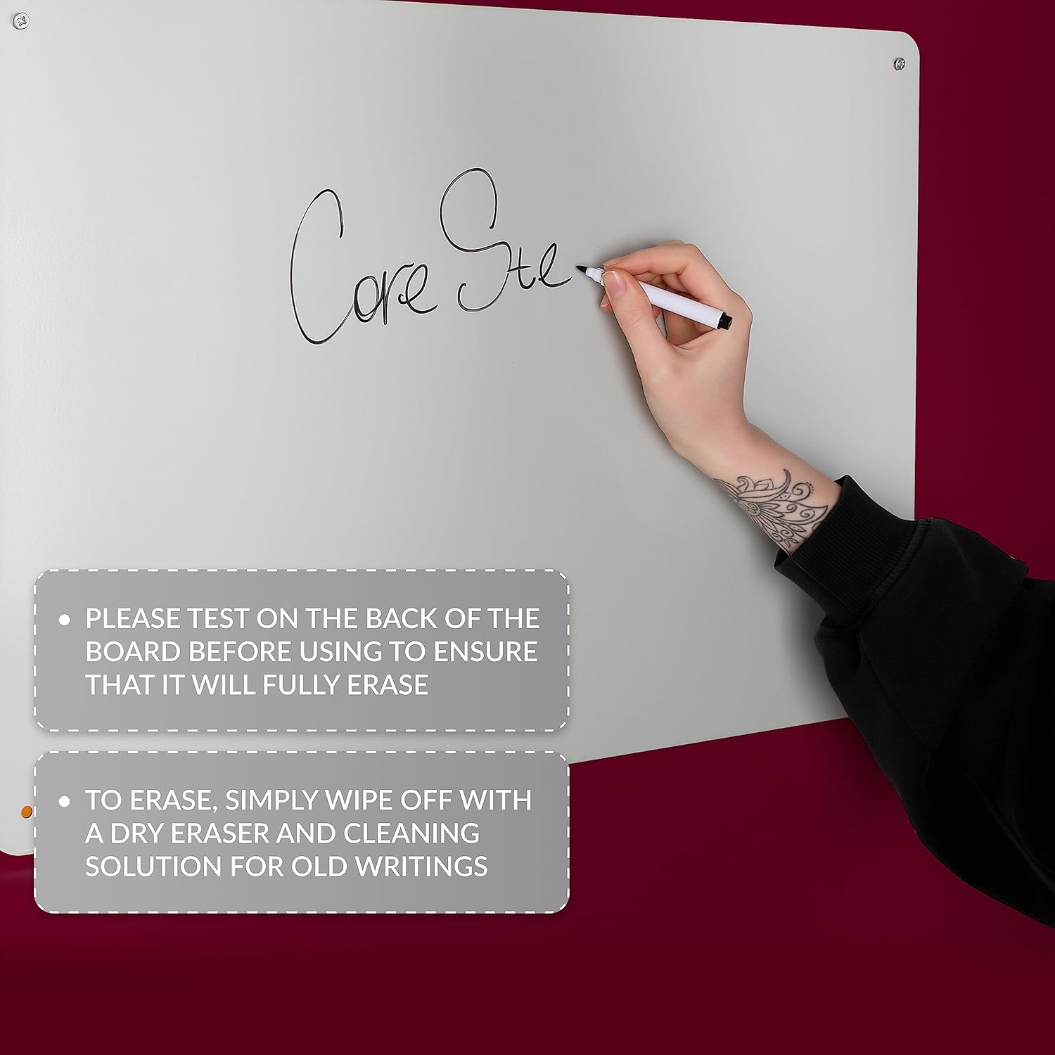 Magnetic Memo & Bulletin Board for Wall Display, Includes 6 Magnets, 4 x 6 Dry Erase Board & Dry Erase Marker - Easy-to-Install, Pre-drilled with Mounting Screws Included (24 X 16 Inches)