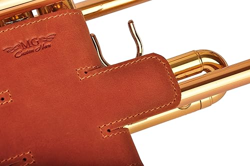 Vista 30 de Protector de válvula de trompeta de cuero genuino de protección y comodidad (guardia, negro)