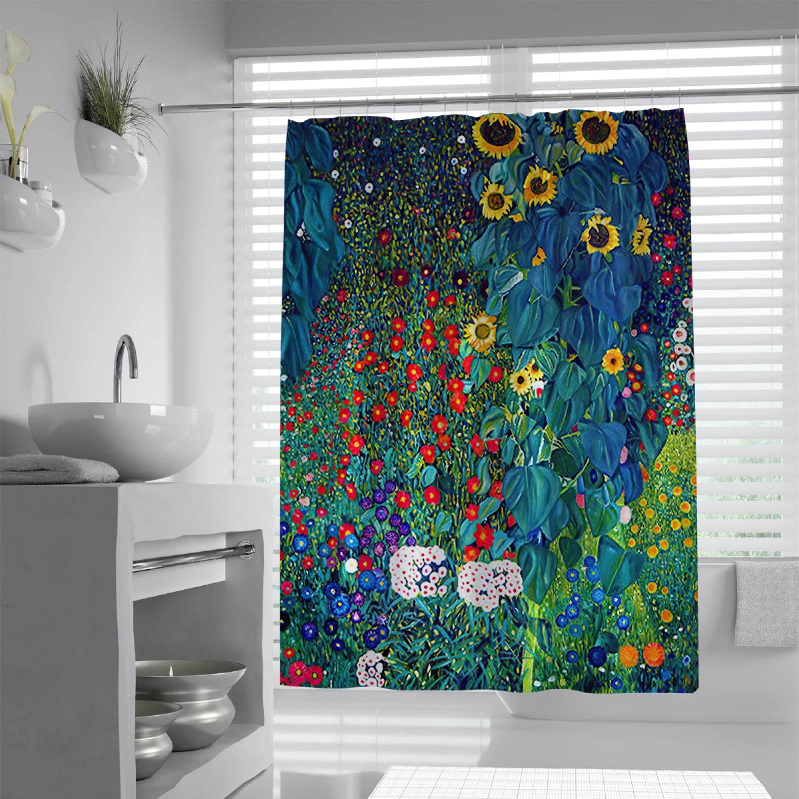 Zestaw zasłon prysznicowych Flower Field z haczykiem 12 Oryginalny projekt Żółty słonecznik Rustykalny wystrój domu Zachowaj łazienkę suchą wodoodporną Materiał 200x200cm