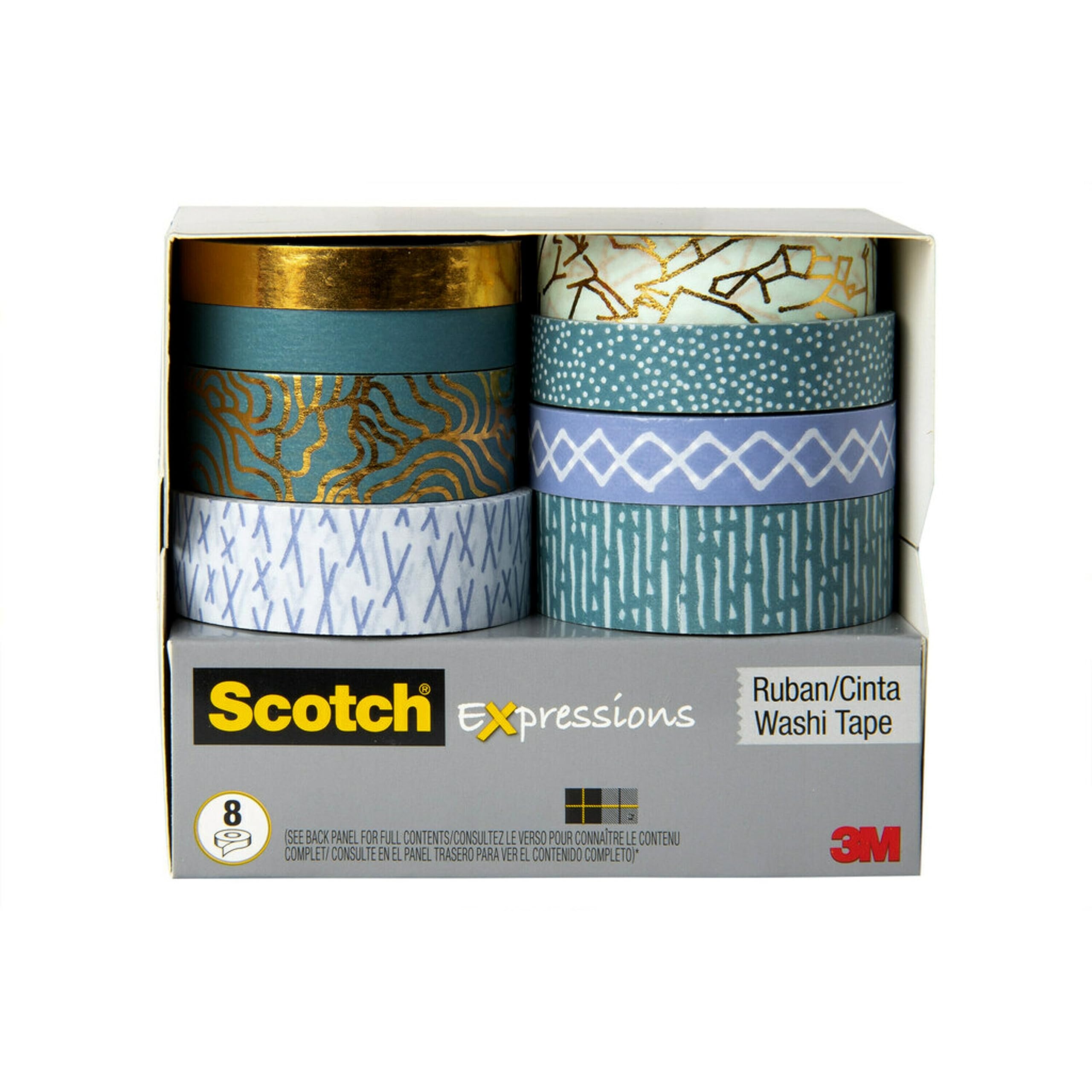 Scotch3M Expressions Washi Crafting Tape: 0.59 in. x 393 in. / 8-Pack/Assorted (8 Patterns) Style #6/8-Pack