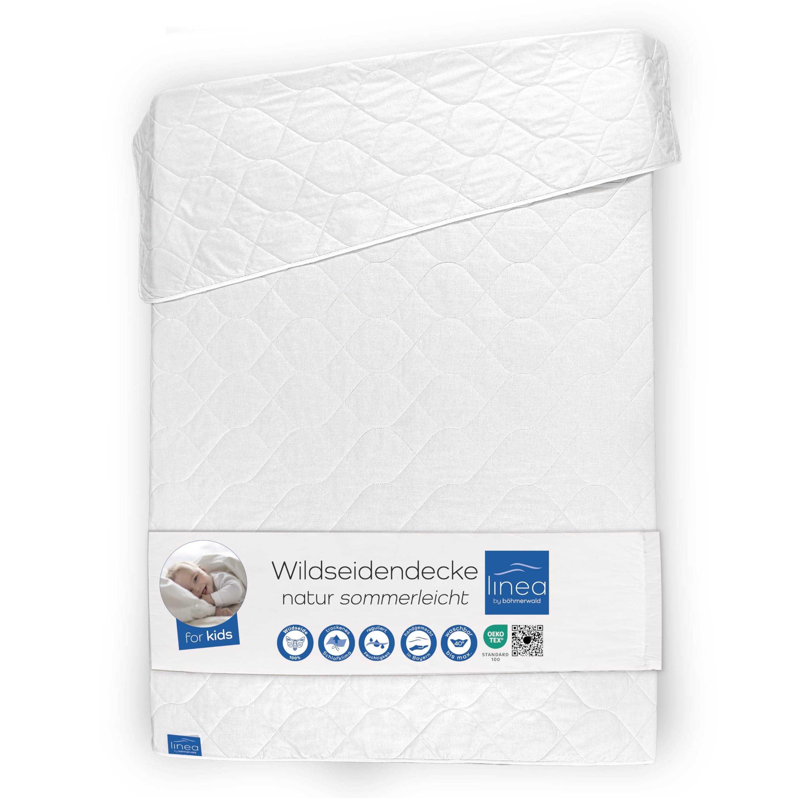 LINEA by böhmnerwald Kids Naturalny letni lekki, 100 × 135, 100% dziki jedwab, dla alergików, nadaje się do prania w temperaturze do 40°C, wyprodukowany w Niemczech