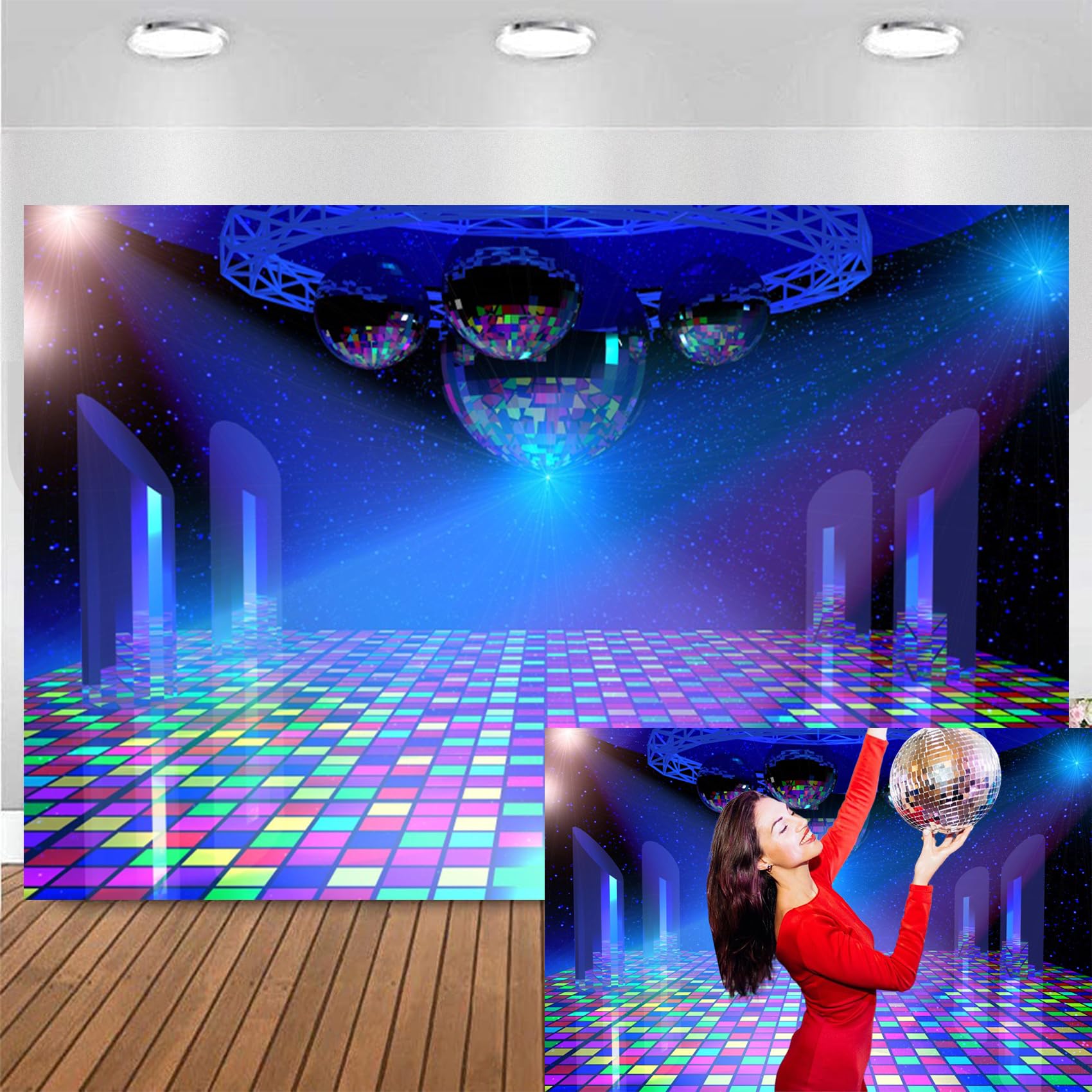 4,5 x 3 m tło dyskotekowe, winylowy, neonowy reflektor, muzyka sceniczna, klub nocny, do fotografii, dyskoteka, dyskoteka, motyw dyskotekowy, przyjęcie urodzinowe, baner, fotobudka,