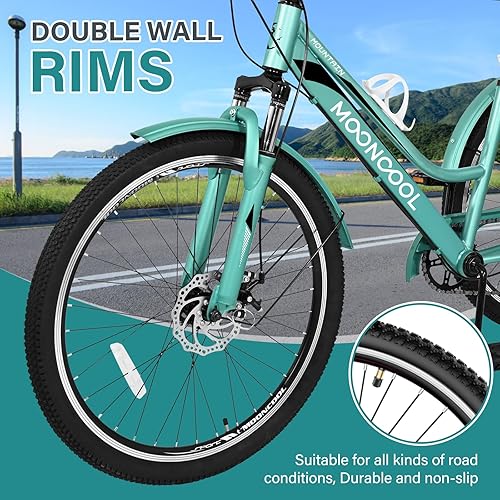 Vista 36 de MOPHOTO Triciclo de montaña para adultos, triciclo de montaña de 3 ruedas de 7 velocidades de 24 pulgadas y 26 pulgadas, triciclos de crucero