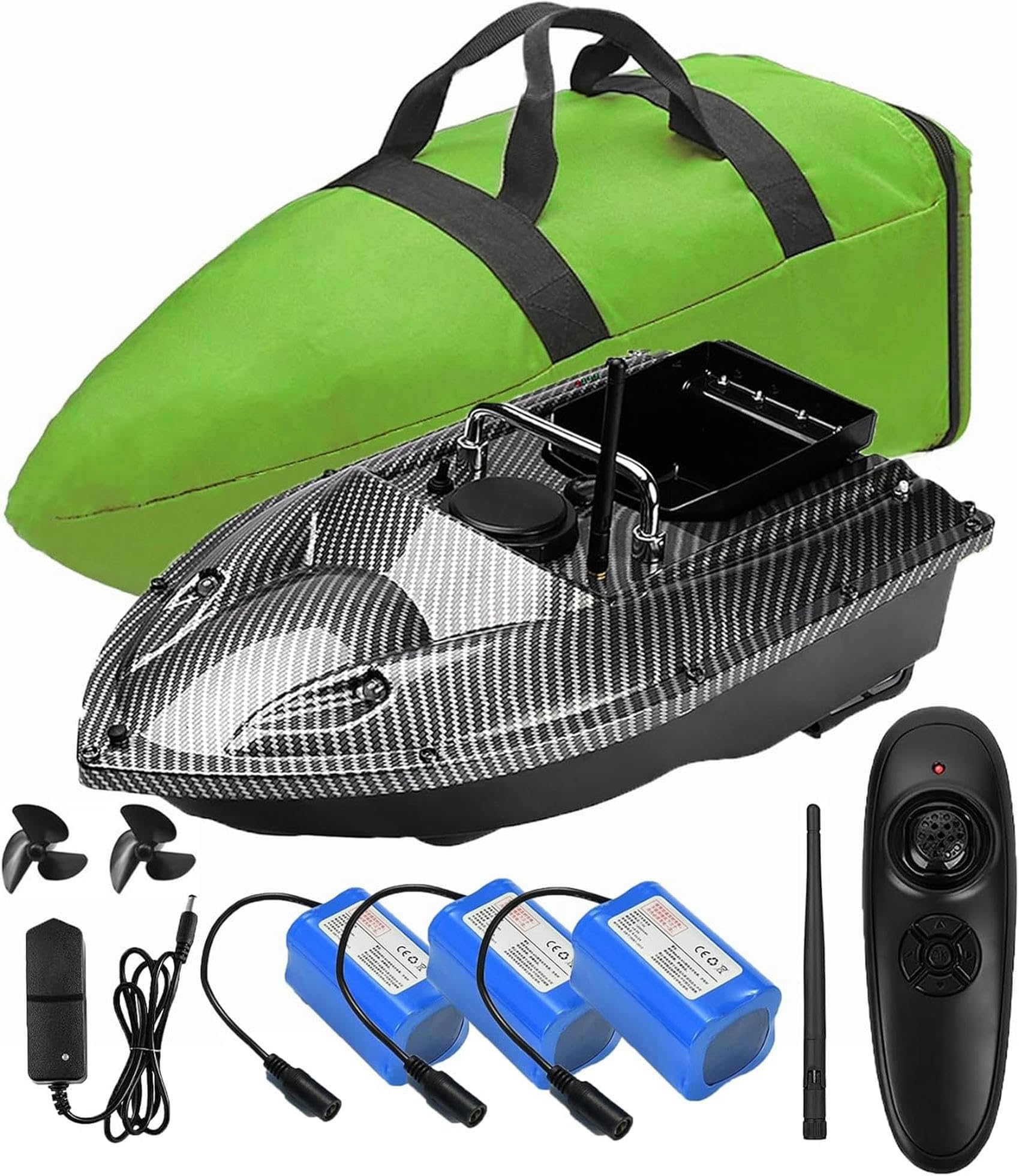 Bateau amorceur résistant au vent avec trémie de chargement de 1.5kg