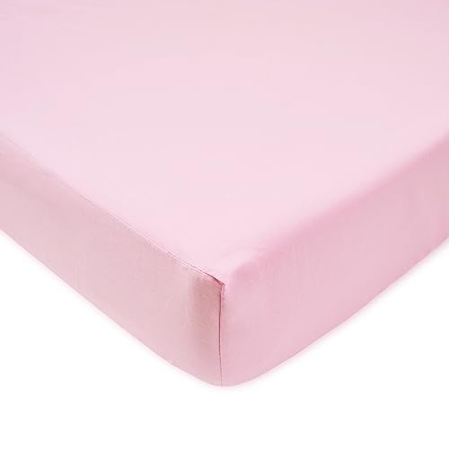 TL Care - Sábana bajera ajustable para cuna, 100 % algodón natural, para colchones estándar de cuna y niños pequeños, color rosa, 28 x 52 pulgadas,