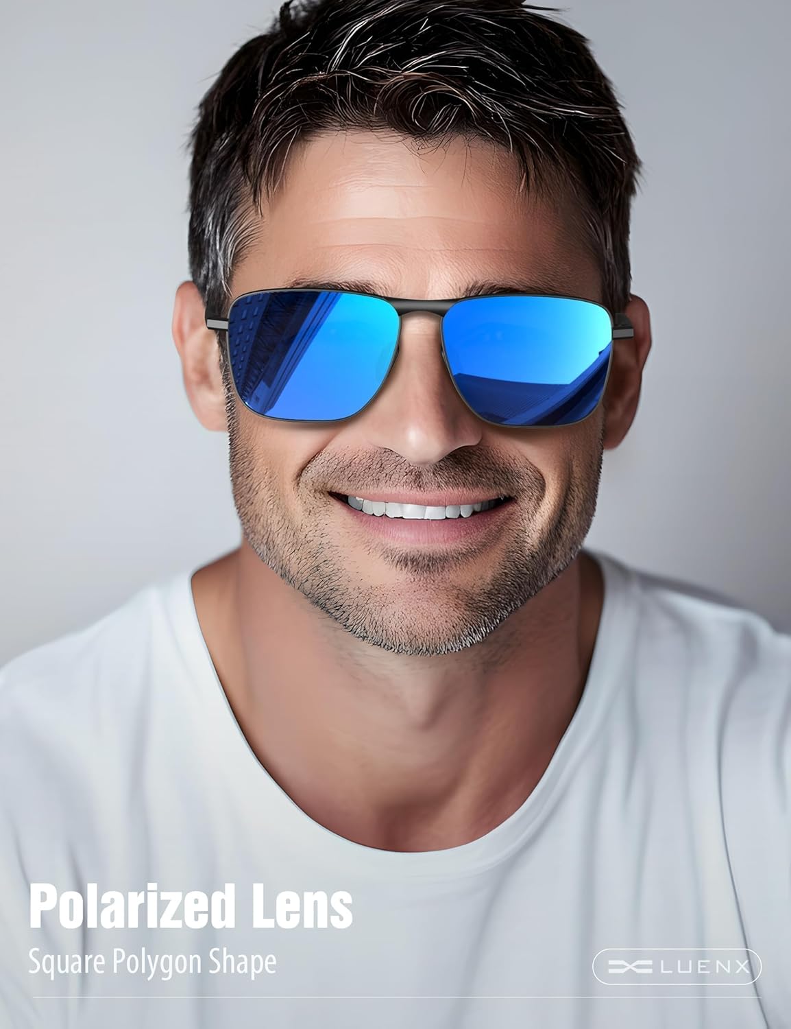 LUENX Rectangular Polarized Aviator Sunglasses for Men Retro Pilot Shades Driving UV400 Protection - Image 5