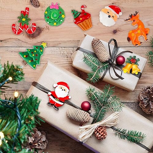 Miniatura 4 de WILLBOND 50 Pcs Mini Christmas Resin Charms for Craft Flat Back Resin Charm Embellishments Assorted Miniature Ornaments Santa Snowman Tree Deer for