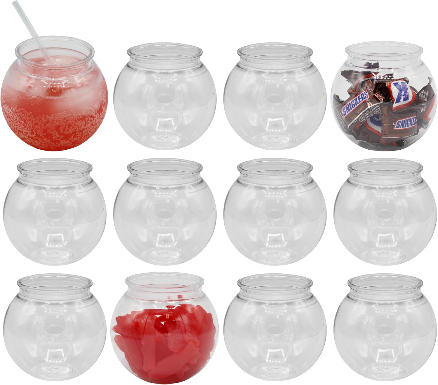 Creative Hobbies 16 oz Clear Plastic Fish Bowls - 4 Inch Shatterproof Ivy Bowls for Carnival Games, Candy, Drinks - Pack of 12