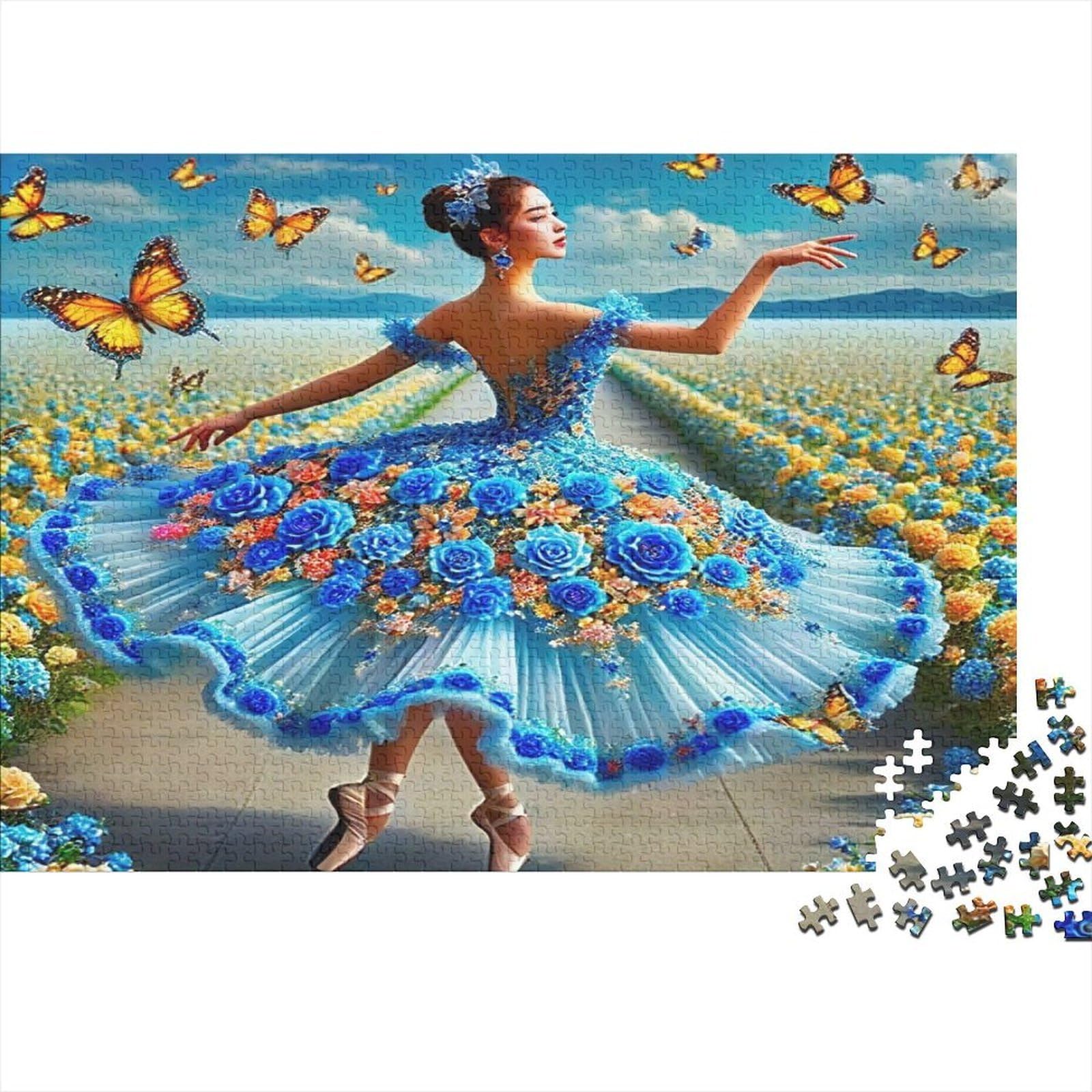 Ballet Dancer 1000 Piece Jigsaw Puzzle Paper Adult Puzzle Game for Family Flower Field Relaxation Home Decor Gift 38x26cm/1000pcs โ image 1