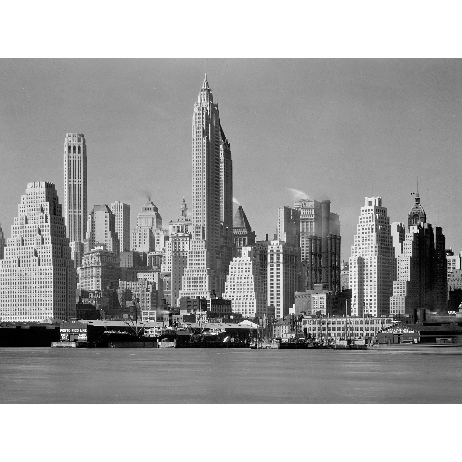 Artery8 New York From River Skyscrapers Vintage Photo Extra Large XL Wall Art Poster Print