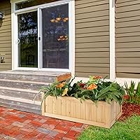 Vista 2 de Giantex Cama de jardín elevada de 27.5 pulgadas, jardinera de madera, maceta rectangular plegable para exteriores con parte inferior extraíble