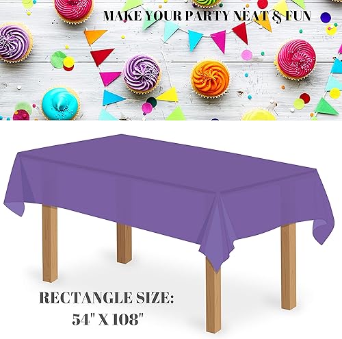 Miniatura 6 de kelkaa Paquete de 6 manteles rectangulares desechables de plástico de 54 x 108 pulgadas, para interiores o exteriores, cumpleaños, bodas y cualquier