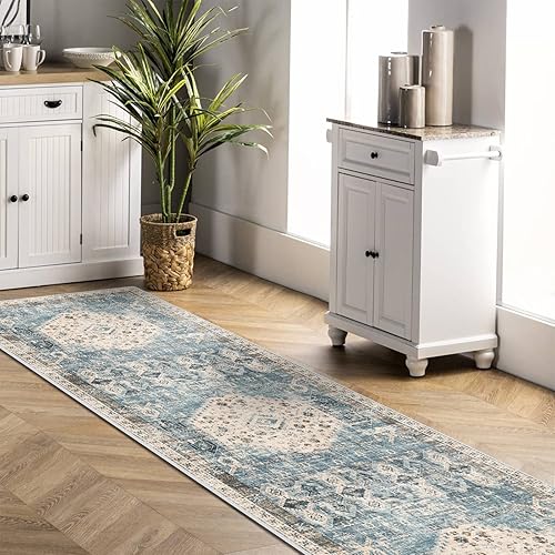 Miniatura 3 de RUUGME Alfombra lavable de 2 pies 6 x 10 pies, alfombra vintage de cocina, resistente a las manchas, para sala de estar, dormitorio, cuarto de