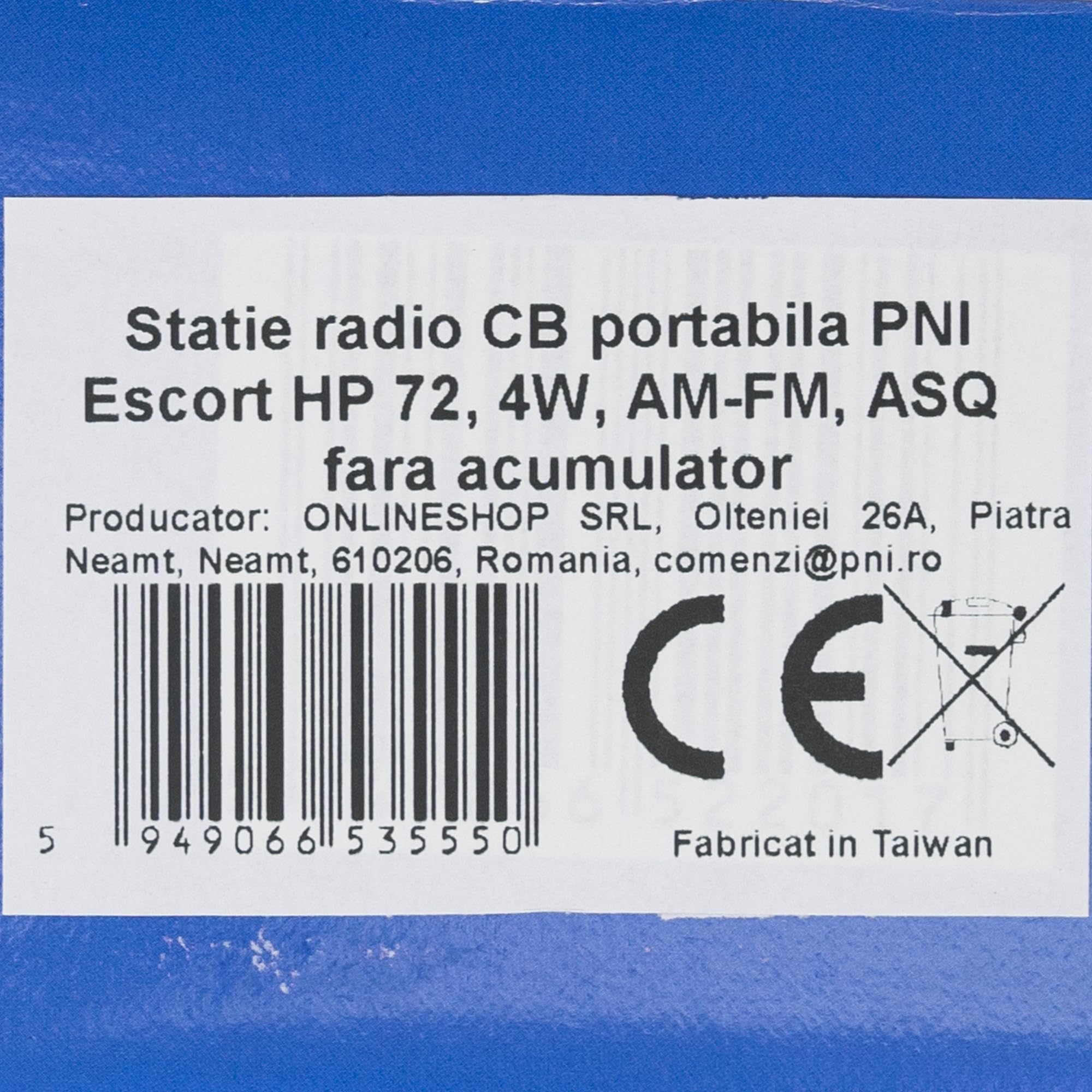 PNI Escort HP 72 Station de Radio Portable 4 W AM-FM ASQ Dual Watch Scan sans Batterie
