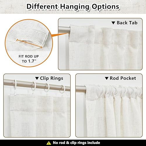 Miniatura 3 de MYSKY HOME Cortinas traslúcidas de 63 pulgadas de largo para dormitorio, paneles de cortina para ventana que filtran la luz, protegen la privacidad,