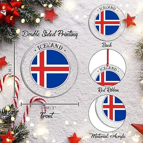 Vista 80 de Bandera nacional de Kuwait, decoración de árbol de Navidad de acrílico, adorno de recuerdo de la ciudad, adorno colgante para árbol de Navidad