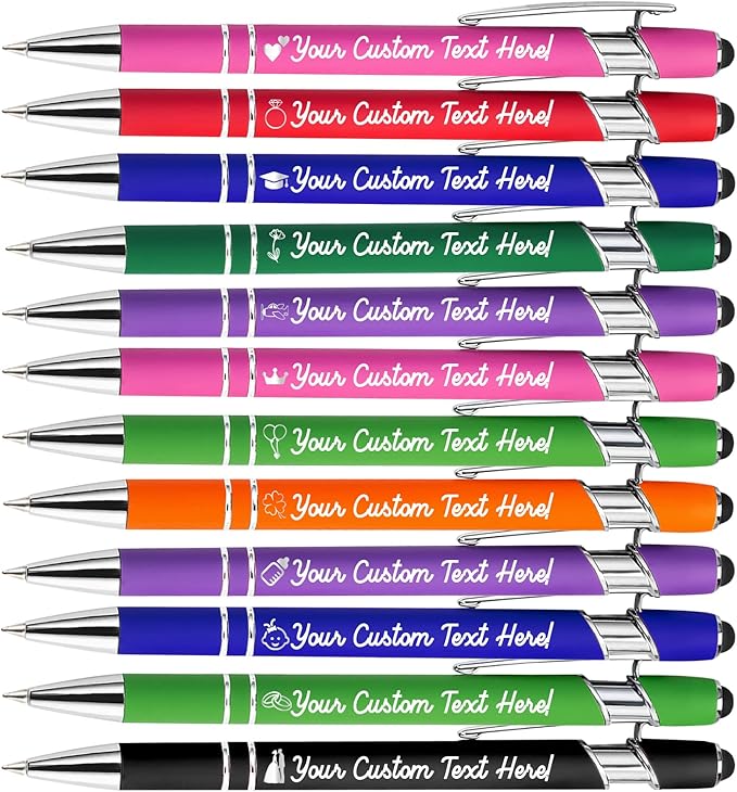 Personalised Pens with Stylus Name Free Engraving,Custom Metal Pens for