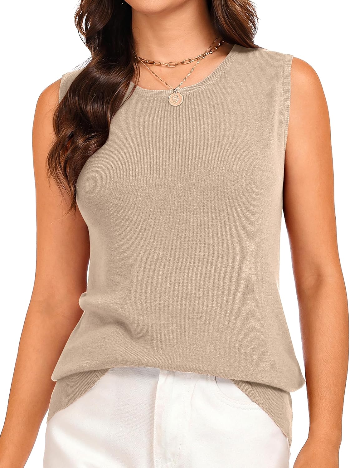 Totatuit Women's Wool Blend Sweaters Vest Crew Neck Sleeveless Lightweight Knit Pullover All Season Tank Tops