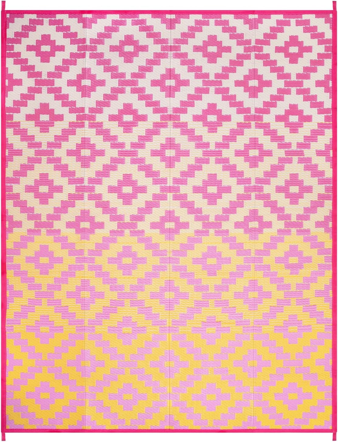 Anidaroel Ombre Outdoor Rugs 8x10 for Patios Clearance, Waterproof Camping Rugs for Outside RV, Reversible Plastic Straw Mat, Large Outdoor Area Rug for Deck, Backyard, Picnic(Orange&Pink,8‘x10')