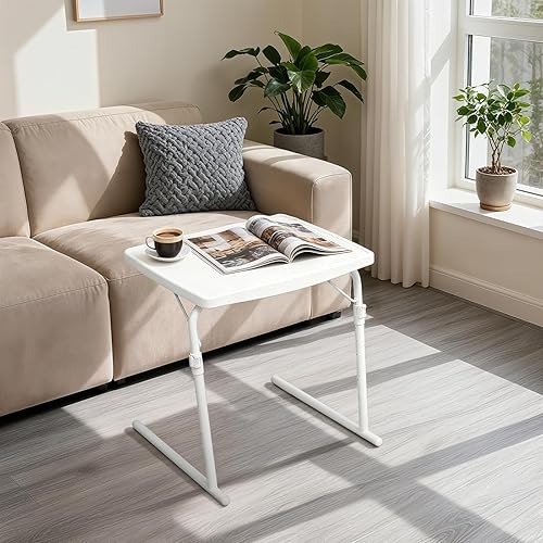 Miniatura 39 de Magshion Bandeja de TV inclinable ajustable de 22 pulgadas, mesa para cena en cama o sofá, cómoda mesa negra plegable con 3 ajustes de ángulo de