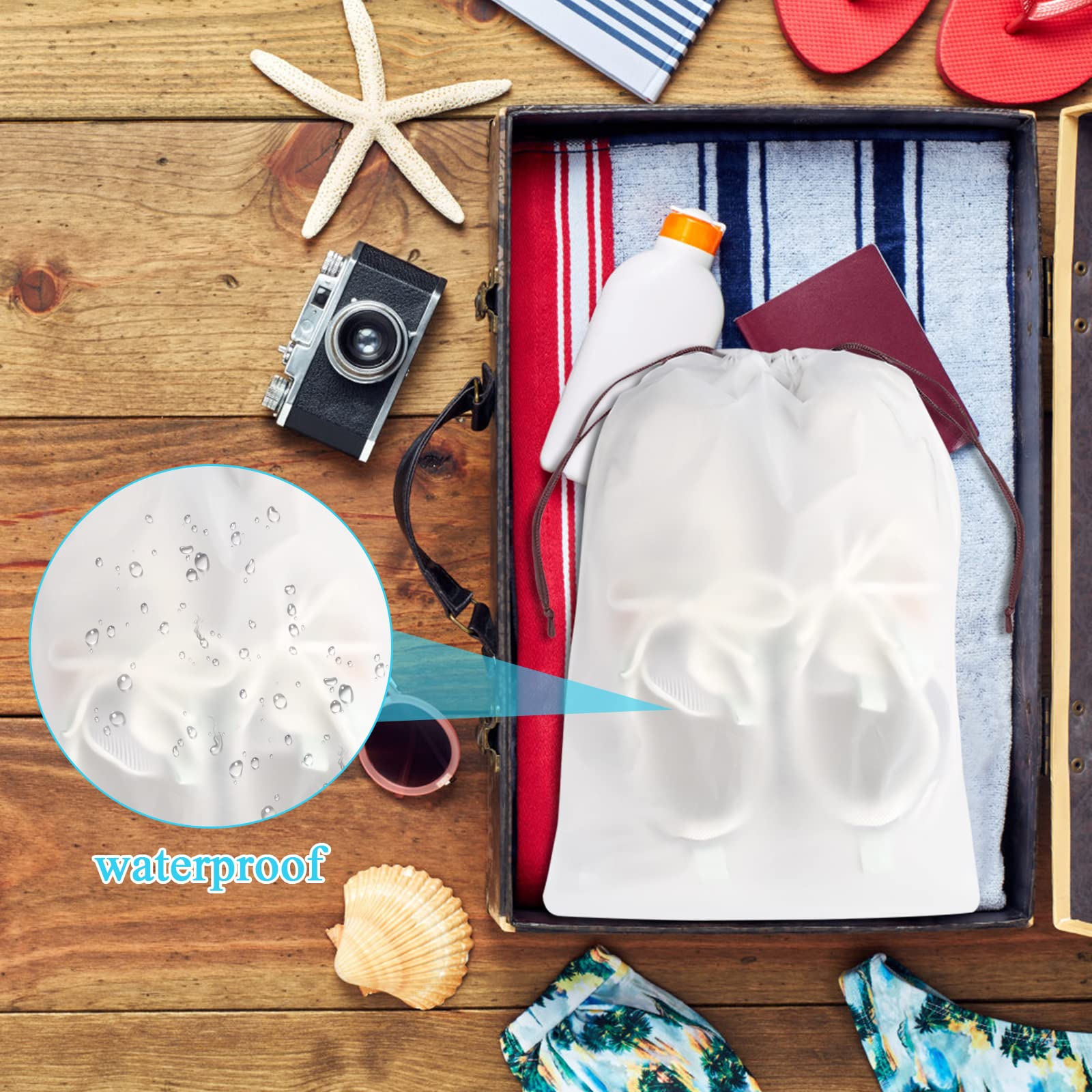 Bianco Przezroczysta Torba na Buty Podróżna - 10 Sztuk Matowa Przenośna Torba do Przechowywania Sznurkowa Sportowa