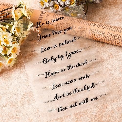 Miniatura 5 de Outus 4 sellos para manualidades, palabras claras, bendiciones, palabras de sentimiento, sellos de silicona para hacer tarjetas, manualidades