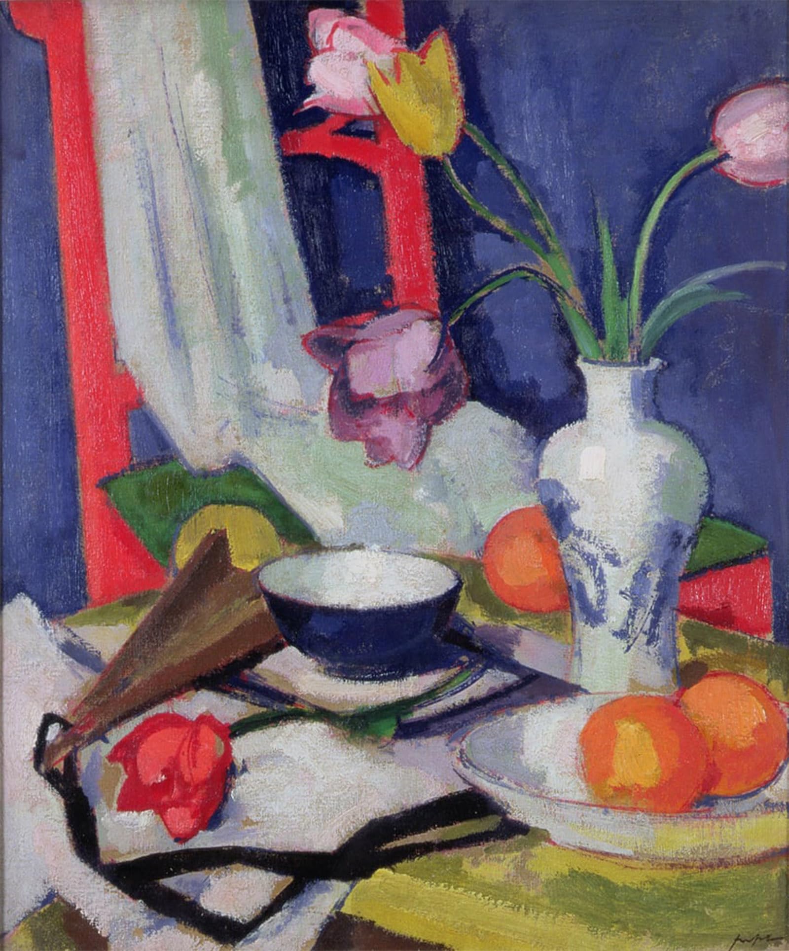 ARTXLXXBN Famous Painting Canvas Artwork Graffiti Print Still Life with Tulips by Samuel John Peploe Portrait Canvas Image for Home Decor 60x90cm