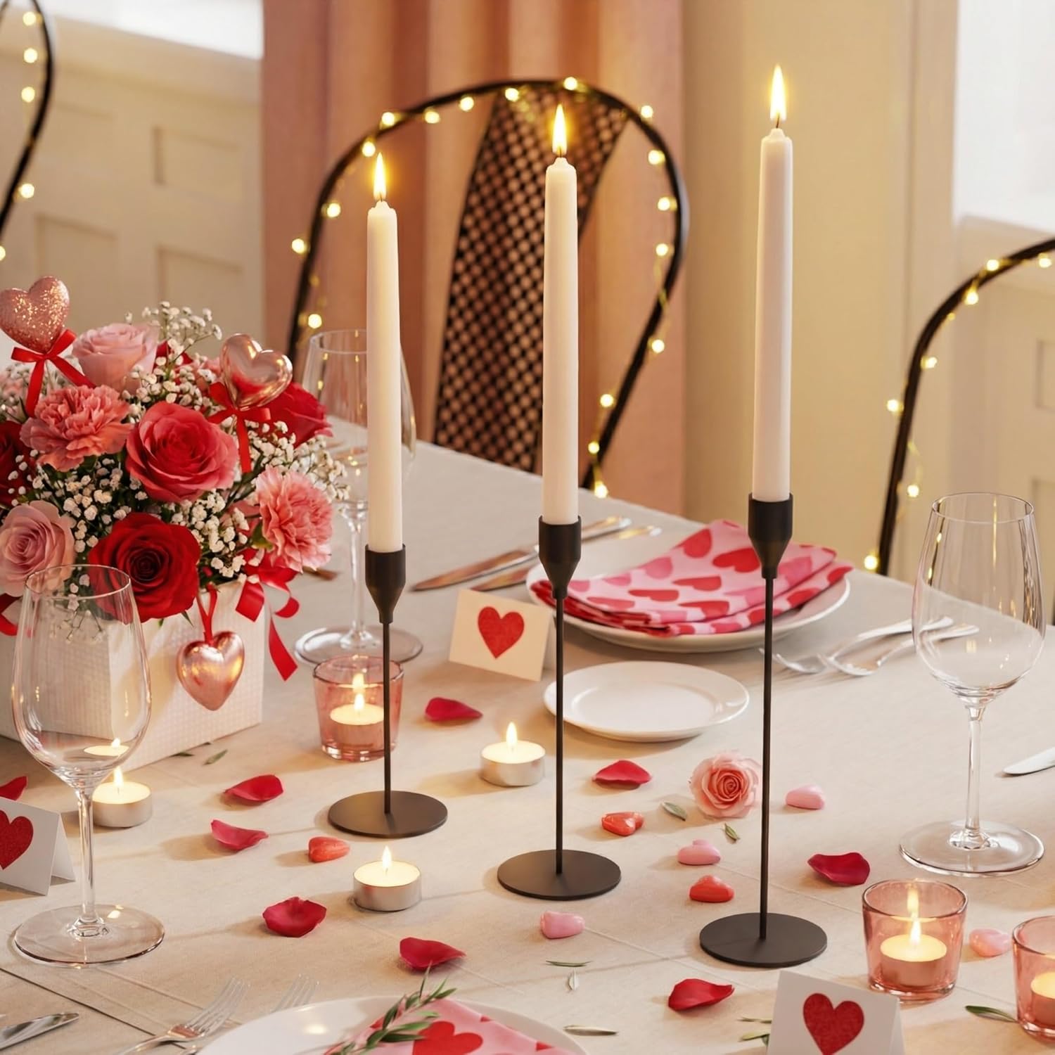 Black Taper Candle Holders Set of 6, Metal Candlestick Holders for Table or Mantel Decor Centerpiece, Candle Stick Holder Decor for Wedding, Dinning, Party or Anniversary - Image 2