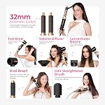 Set de brosse à cheveux sèche-cheveux Atopskins 7 en 1, multi-styler à haute vitesse de 110 000 RPM avec boucleur à enroulement automatique, brosse soufflante anti-statique à ions négatifs pour le séchage et le volumisation, noir