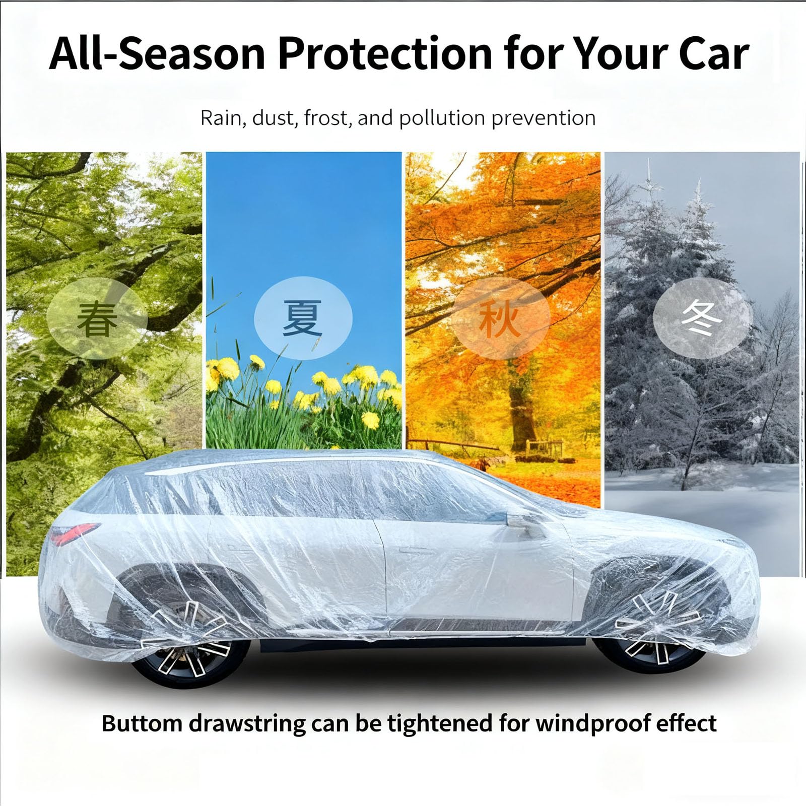 Plastic Car Cover 2 Packs Disposable Car Covers for Automobiles Retractable Clear Dust Cover S 18 x11ft — view 7