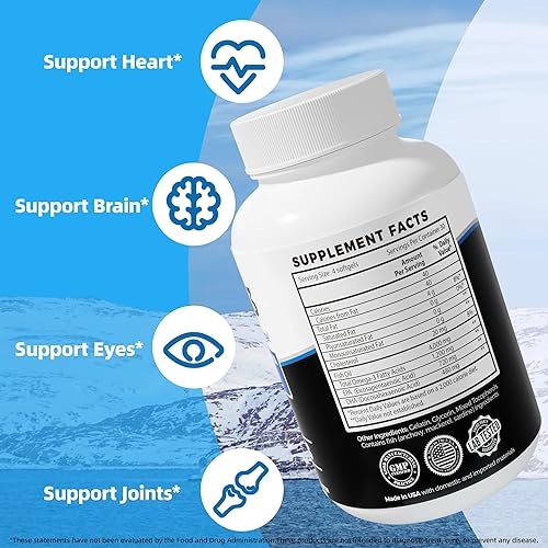 Miniatura 3 de Aceite de pescado Omega 3 (4000 mg), 120 cápsulas blandas, suplementos de ácidos grasos Omega 3 con EPA y DHA para la salud del cerebro y el corazón*