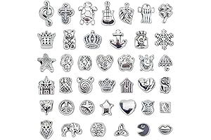 JIALEEY Pandora Charms Pack: 40 Tibetan Silver Tone Color Spacer Loose Beads