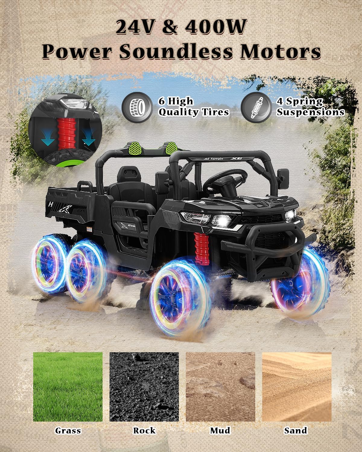 24V Ride on Dump Truck for Kids, XL 2 Seater Ride on Cars with Electric Dump Bed, Shovel, 4x100W Powerful Motors, Music, Bluetooth, LED Light, Ride on Truck Gift for Toddler Boys Girls (Black)