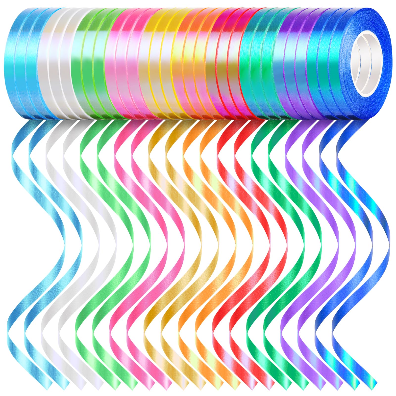 30 Roll Rainbow Curling Ribbons for Crafts Bows Present Wrapping Florist Wedding Party Festival Art Craft Decor, 11 Yards Per Roll, 3/16 Inch Wide 3/
