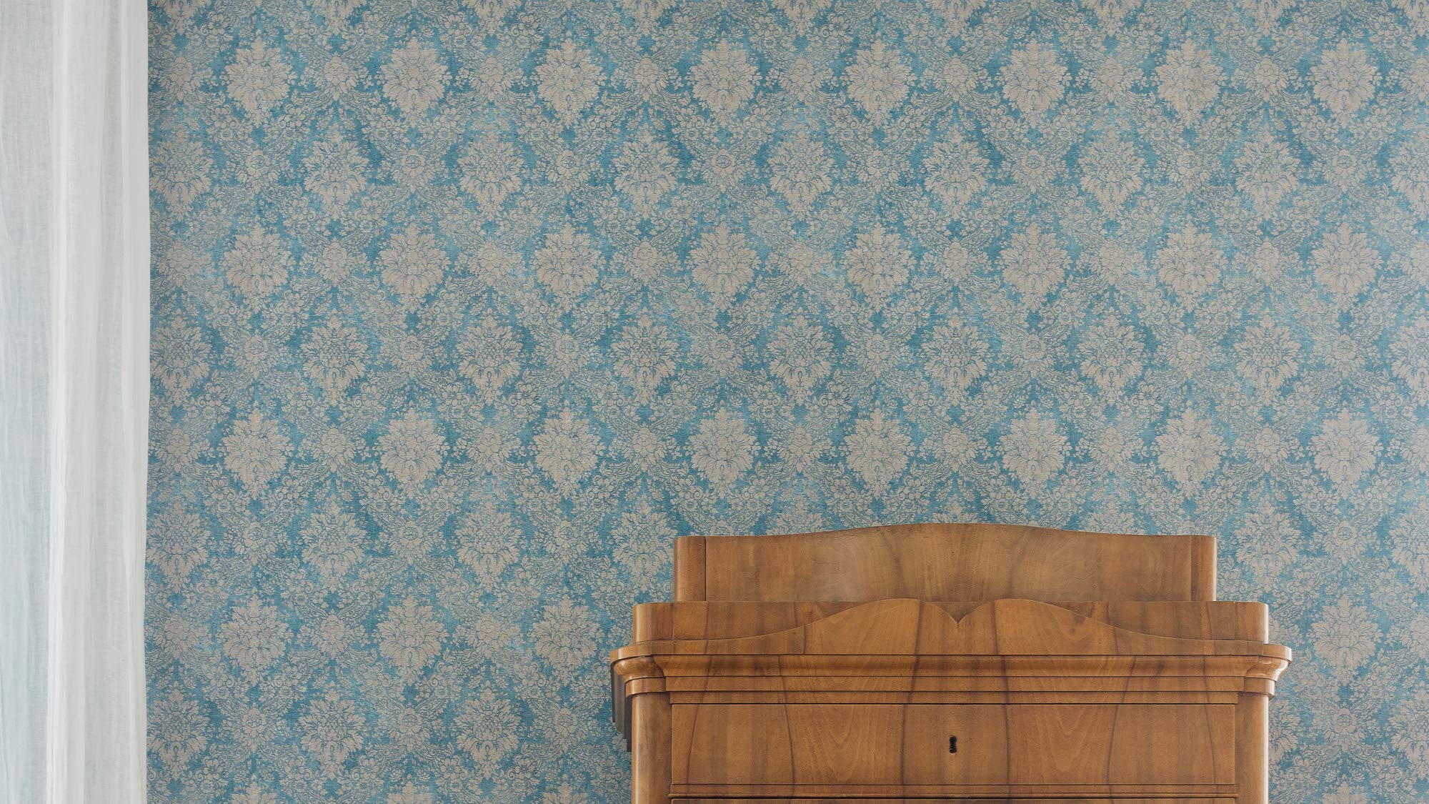 A.S. Création carta de parati TNT con effetto metallico in blu, marrone, metallico – carta de parati floreale 10,05 x 0,53 m – 336075