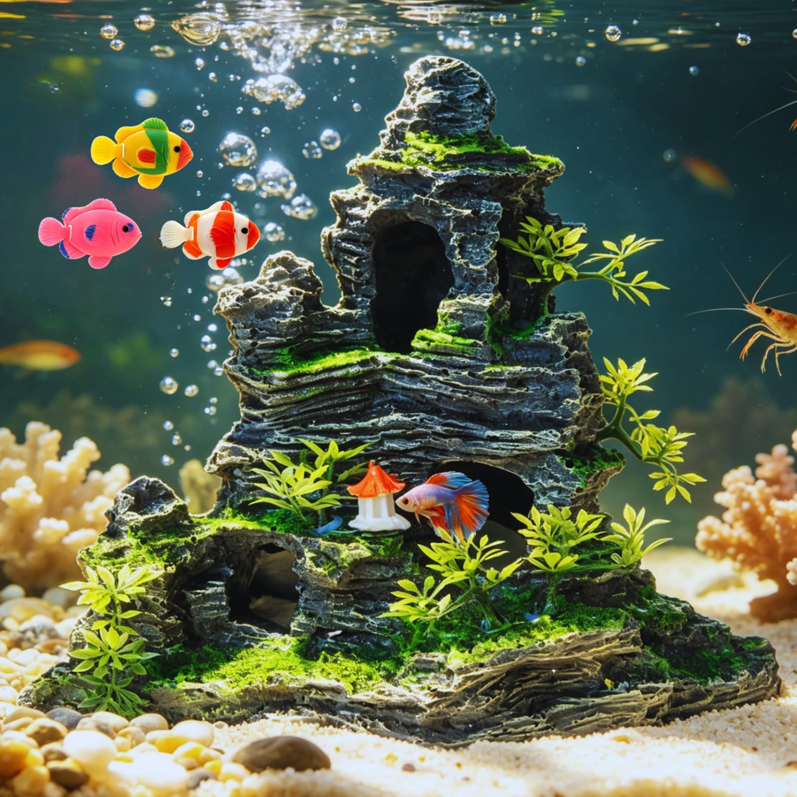 Décorations pour aquarium - Grandes pierres - Décoration thématique pour aquarium (27 x 12 x 26 cm)