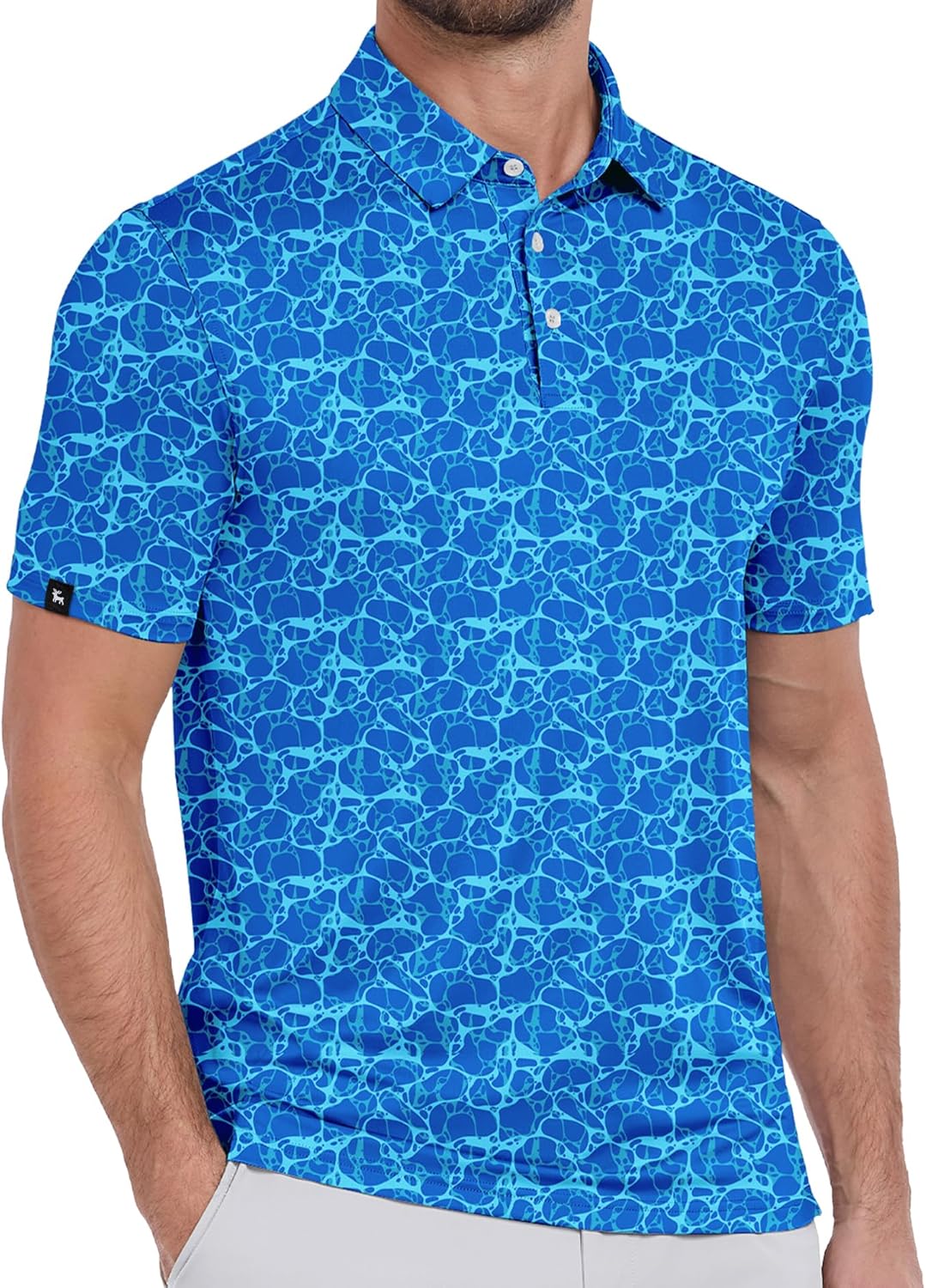 ZITY Mens Print Polo Shirts Short Sleeve Moisture Wicking Shirts for Men Golf Tennis Daily Casual Collared T-Shirt