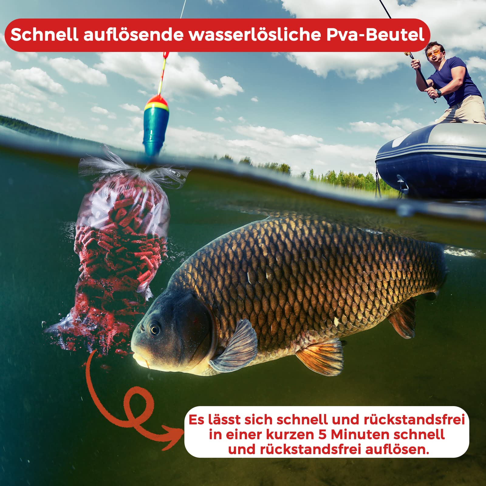Realure 50/100 Pezzi Sacchetti Pva Carpfishing Solubile Sacchetti Pva Rapidi Rete Pva Carpfishing per Sacchetti Pellet Pastura Carpa Pellet Carpfishing Boiles Carpfishing Esche