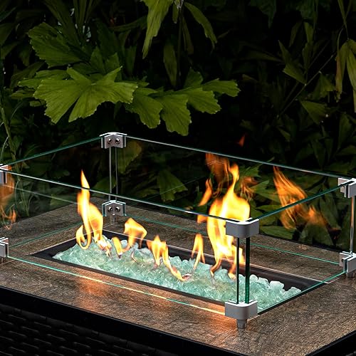 Miniatura 5 de GASPRO Vidrio de fuego de 10 libras para hoguera de propano, roca de vidrio decorativa de 12 pulgada para chimenea de gas, aqua