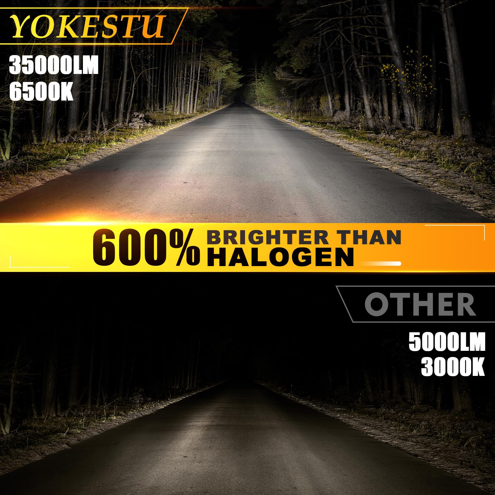 YOKESTU Fit For GMC Terrain 2010 2011 2012 2013 2014 2015 2016 2017 2018 High Low Beam and Fog Light Bulbs Kit, 6500K White Light, 600% Brightness, Plug n Play, Pack of 6