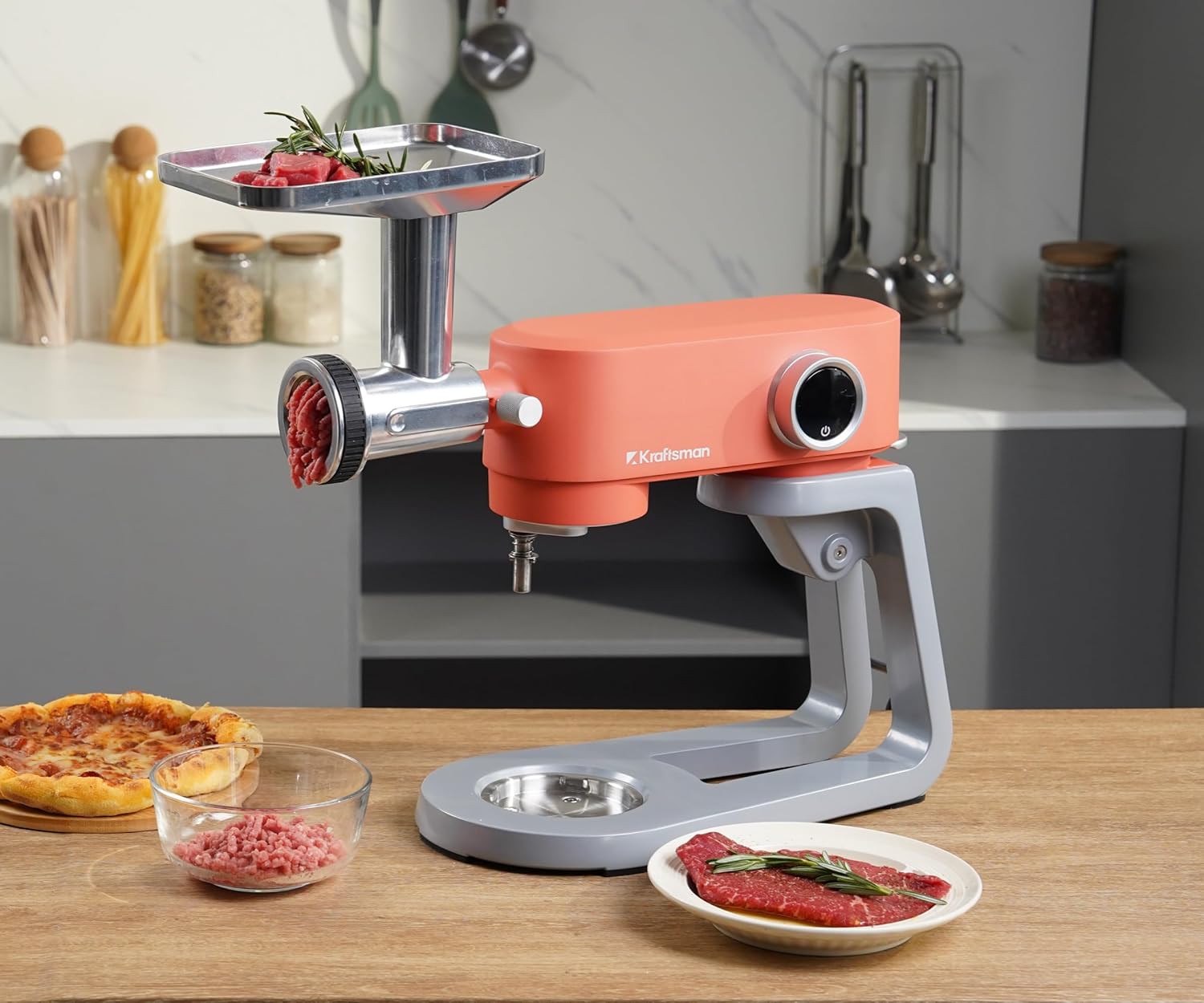 All-Metal Stand Mixer 5.3-Quart - Professional Kitchen Electric Food Mixer with Stainless Steel Mixing Bowl & Attachments for Baking, Dough & Cake, 8-Speed Control & Timer (Orange)