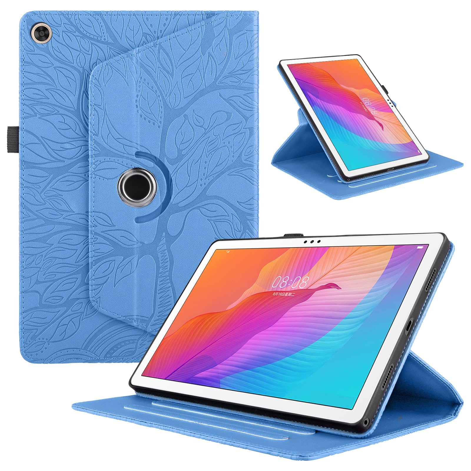 Funda para Samsung Galaxy Tab S9/ S8/ S7 11" (SM-X710/X700/T870) PU Cuero Tablets Protectora Cover 360°Carcasa Giratoria de ángulo Múltiple Stand Función Tablets Funda,Rojo Árboles — view 32