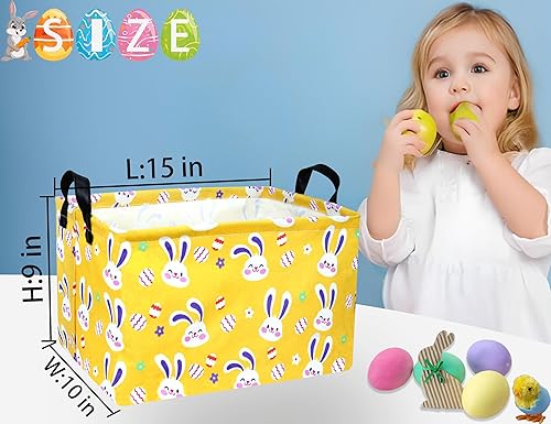 Miniatura 9 de Cestas de Pascua de dinosaurio grandes para niños, cesta de Pascua personalizada para bebé, color azul, decoración de primavera para niños