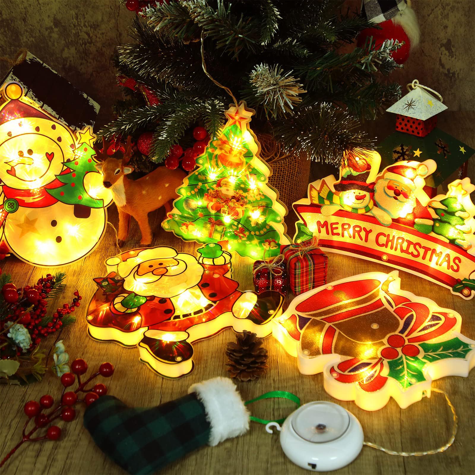 3/6-Teiliges Weihnachtsfenster-Hängelichter, Fenster Lichter Weihnachten Mit Saugnäpfe, Weihnachtsfenster Beleuchtung Für Weihnachten Deko, Balkon, Party, Hochzeit (3PCS-4(BIG))
