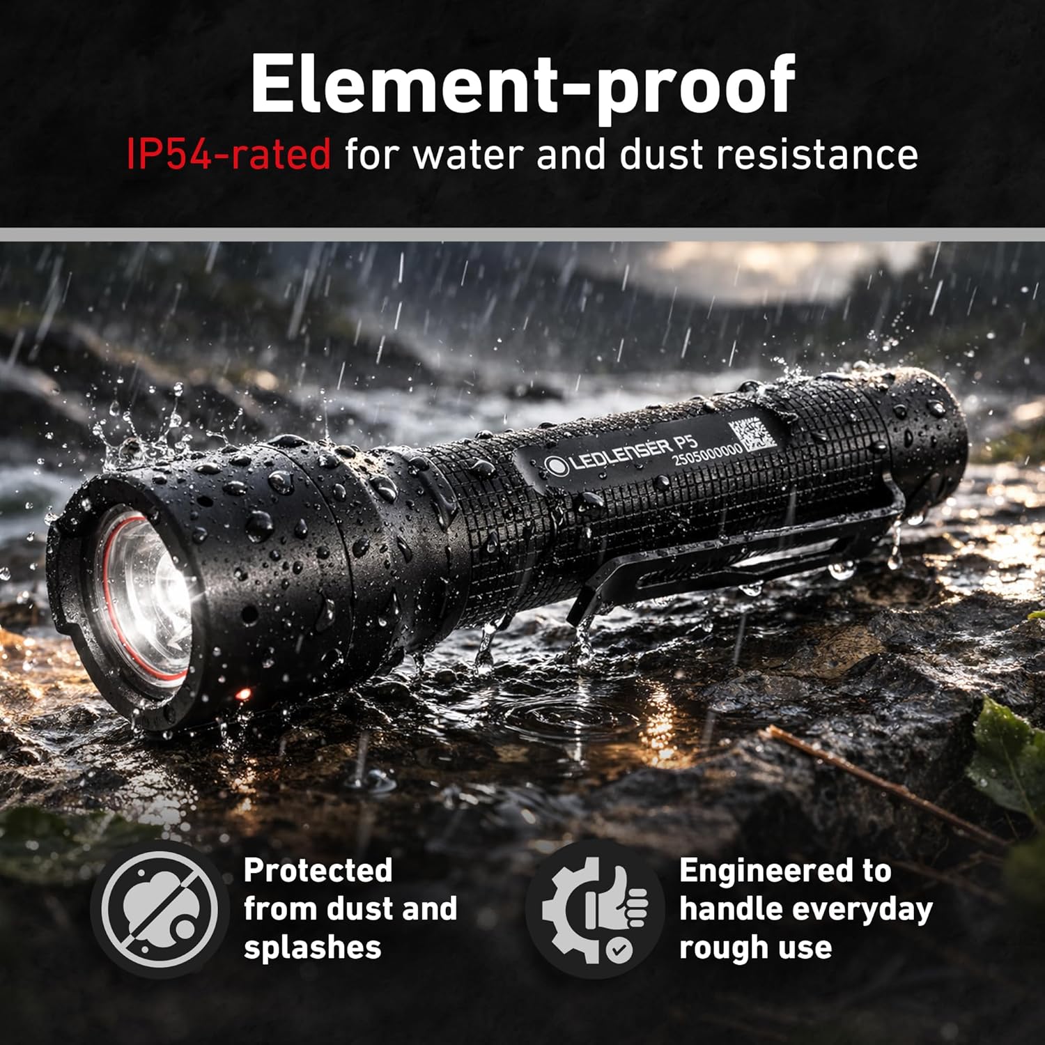 Ledlenser P5 Flashlight - Black, AA Battery - 170m Spot Beam for Pocket Light - Advanced Focus with 3 Modes for LED Flashlight - Recycled Aluminum Body for Mini Light - Designed for Everyday Use
