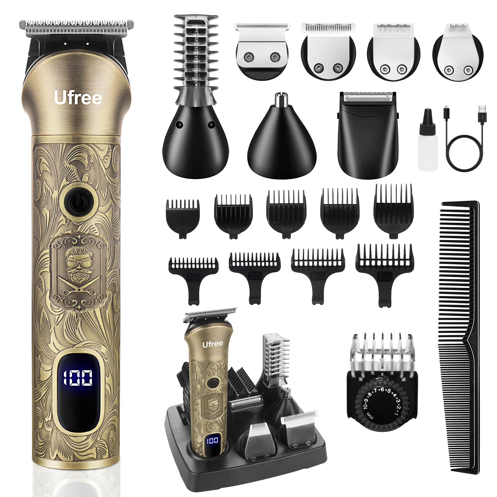 Ufree Beard Trimmer for Men, Electric Razor Shaver, Cordless Hair…
